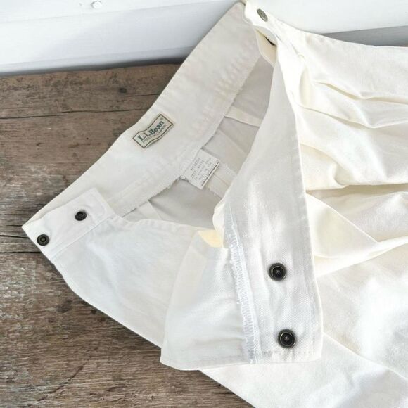 80s Vintage LL Bean White Denim Culotte Gaucho Pants Jeans 27 28 4 6 Womens - Picture 5 of 8